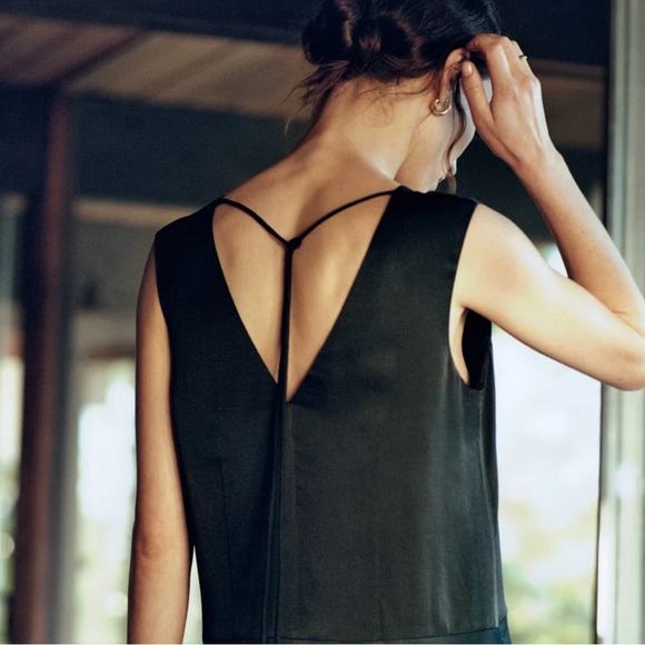 Everlane desss long black silky satin v neck maxi midi slip dress small new - Picture 7 of 15